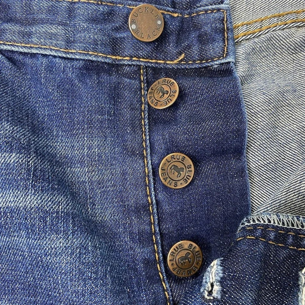 BKE Derek Straight Leg Jeans‎ Men's 36R 36x32 Dark Blue Wash Denim Button Fly